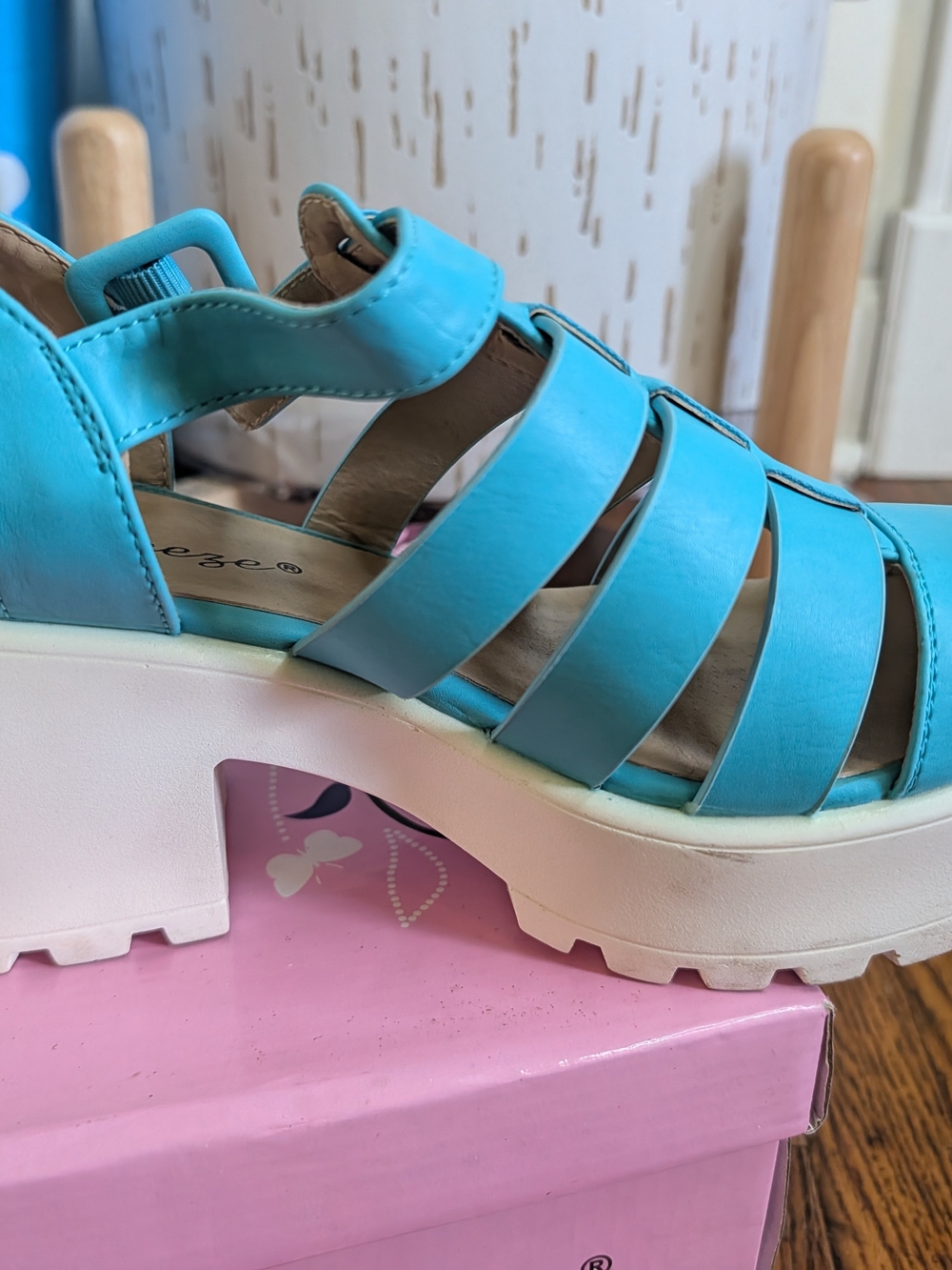 Reneeze Teal Strappy Buckle Sandals for Women - Picture 4 of 7